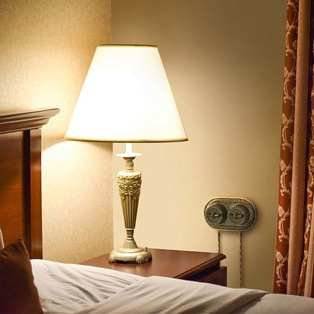 Выключатель на 4 положения двухклавишный бронзовый ретро WL19-01-05 - фото