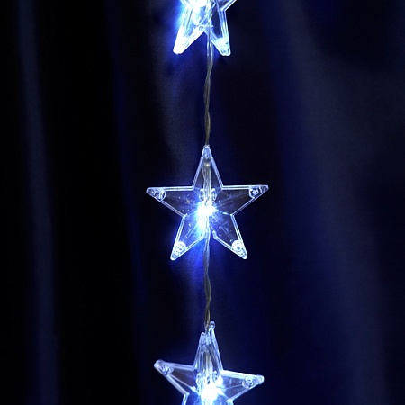 Светодиодная гирлянда Feron CL25 занавес Звездочки  2*1м  + 3м 5000K с контроллером, c питанием от сети 230V, прозрачный шнур - фото