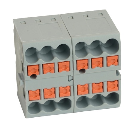 Зажим блочный (групп) для распред.тока нагрузки push-in на 6 точек, сеч 2,5 мм2, 450V, 24А,серый LD580 PTFIX 06/25 - фото
