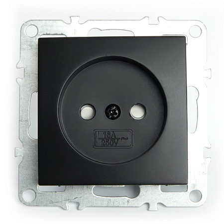 Розетка 1-местная б/з (механизм), STEKKER, PST10-9109-03, 250В, 16А с защитной шторкой, серия Эрна, черный - фото