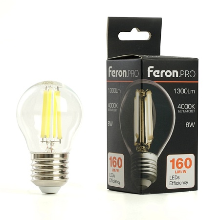 Лампа светодиодная Feron.PRO LB-1708 Шарик E27 1300LM 8W 175-265V 4000K - фото