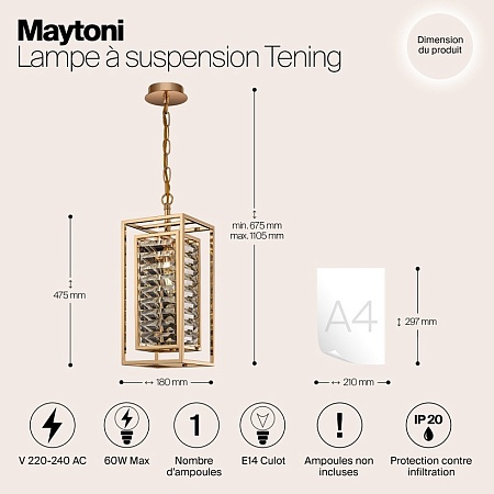Подвесной светильник Maytoni Tening MOD060PL-01G - фото
