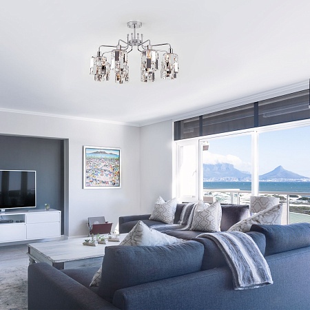 Потолочный светильник Eurosvet 10101/8 хром/прозрачный хрусталь Strotskis - фото