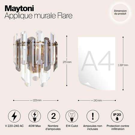 Настенный светильник (бра) Maytoni Flare DIA200WL-02G - фото