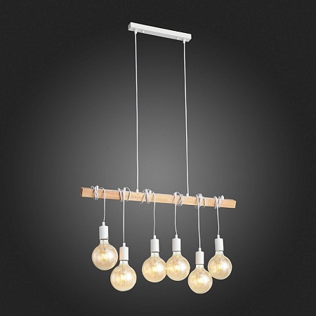 Светильник подвесной Белый, Светлое дерево E27 6*60W SL1142.503.06 - фото