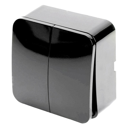 Выключатель открытой установки 2-клавишный, STEKKER, 250В, 10А, IP20, серия София, черный, MSW10-20-02 - фото