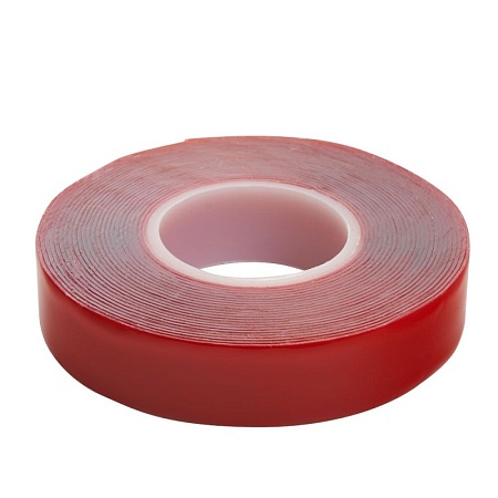Скотч акриловый двусторонний STEKKER INTP5-0818-5 0,8*18 мм,длина 5м, прозрачный , красная подложка - фото