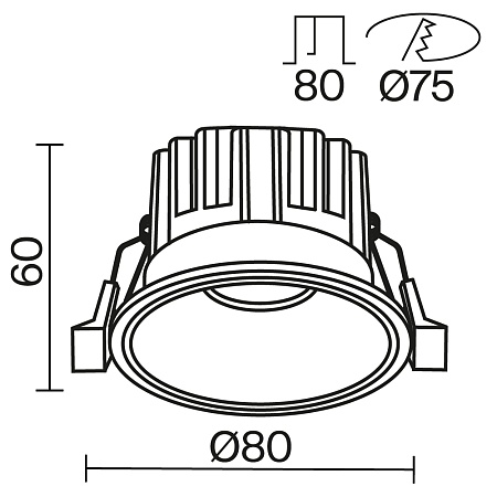 Встраиваемый светильник Technical Round DL058-12W3K-B - фото