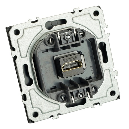 Розетка HDMI 2.0 Type A (механизм), серия Эмили, STEKKER, RST00-5118-10, платиново-серый, soft touch - фото