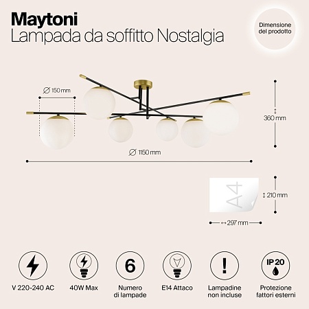 Потолочный светильник Maytoni Nostalgia MOD048CL-06G - фото