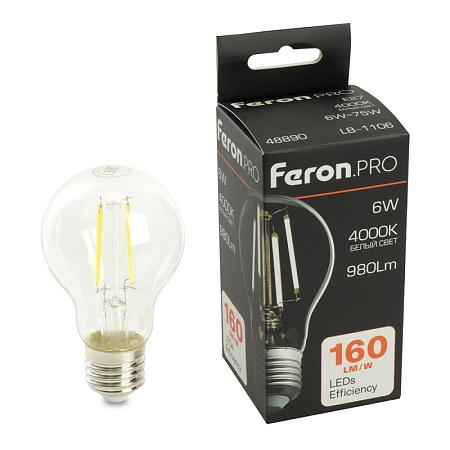 Лампа светодиодная Feron.PRO LB-1106 Шар E27 980LM 6W 175-265V 4000K - фото