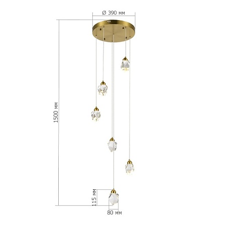 Светильник подвесной ST-Luce Золотистый/Прозрачный LED 6*3W 3000K SL6114.203.06 - фото