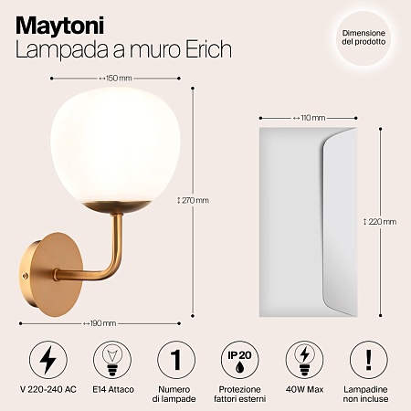 Настенный светильник (бра) Maytoni Erich MOD221-WL-01-G - фото