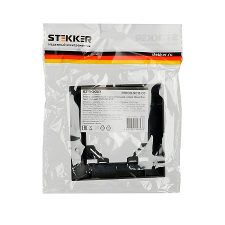 Рамка 1-местная, горизонтальная, STEKKER, PFR00-9011-03, серия Эрна Элегант, черный - фото