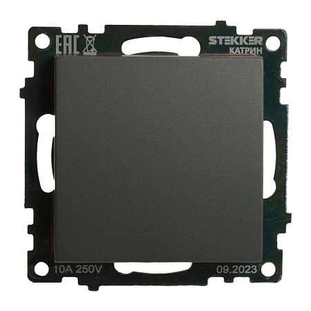 Переключатель 1-клавишный (механизм), 250В, 10А, серия Катрин, графит, GLS10-7105-06 - фото