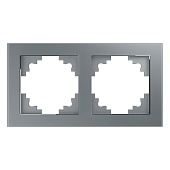 Рамка 2-местная, стекло, STEKKER, GFR00-7002-03 , серия Катрин, серебро