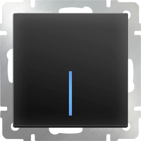 Выключатель одноклавишный  с подсветкой черный матовый WL08-SW-1G-LED - фото