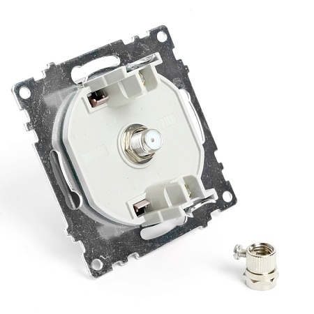 Розетка телевизионная 1-местная (механизм), STEKKER GLS00-7108-05, 75 Ом, 5-862МГц, серия Катрин, черный - фото