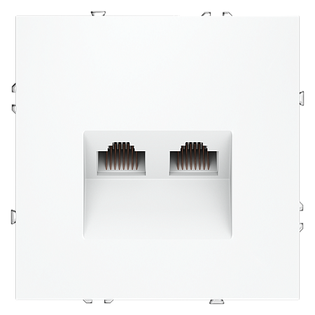 Розетка компьютерная встраиваемая VOLTUM S70 двойная RJ45+RJ45 кат.6, (белый матовый)