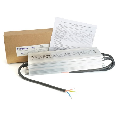 Трансформатор электронный для светодиодной ленты 400W 12V 245*77*41мм  IP67 (драйвер), LB007 FERON - фото