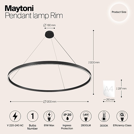 Подвесной светильник Maytoni Rim MOD058PL-L65B3K - фото