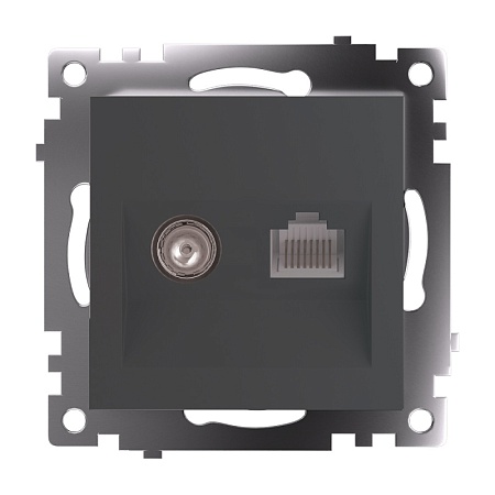 Розетка TV + компьютерная RJ-45 (механизм), серия Катрин, графит, GLS00-7106-06 - фото
