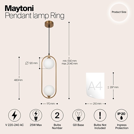 Подвесной светильник Maytoni Ring MOD013PL-02BS1 - фото