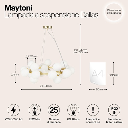 Подвесной светильник Maytoni Dallas MOD545PL-25BS - фото