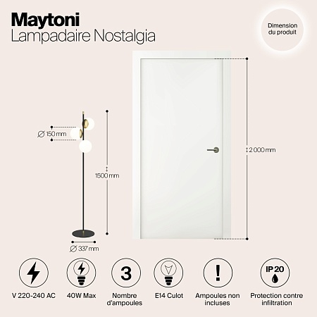 Напольный светильник (торшер) Maytoni Nostalgia MOD048FL-03G - фото