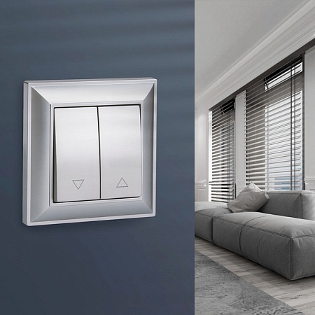 Выключатель жалюзи серебряный WL06-01-02 - фото