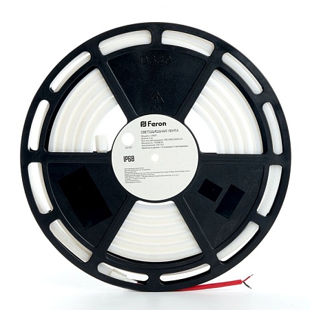 Светодиодная неоновая лента Feron LS651, 180SMD(2835)/m 14,4W/m 12V 5m IP68 ,4000К  с 2 заглушками, 2 заглушками c проводом, 10 креплениями в комплекте - фото