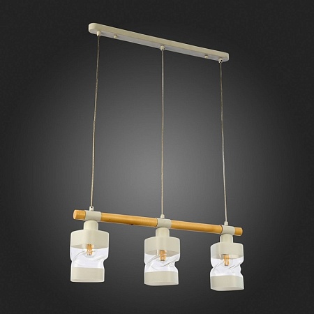 Светильник подвесной Белый, Светлое дерево/Белый, Прозрачный E27 3*60W SLE114503-03 - фото