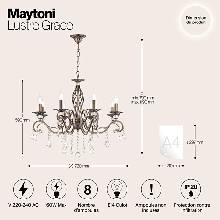 Люстра Maytoni Grace RC247-PL-08-R - фото