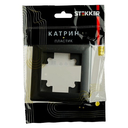 Рамка STEKKER, PFR00-7001-05 1-местная, пластик, серия Катрин, черный - фото