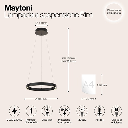 Подвесной светильник Maytoni Rim MOD058PL-L22B3K - фото