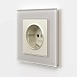 Розетка с заземлением и шторками (айвори матовый) W1171162 - фото