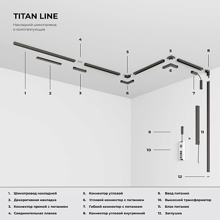 Titan Line Шинопровод накладной титан 1,5м 85223/00 Elektrostandard - фото