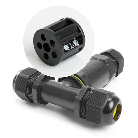 Соединитель-коннектор для проводов LD530, 3-контактный, водонепроницаемый (клемма 3pin), черный - фото