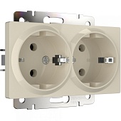 Розетка двойная с заземлением слоновая кость WL03-SKG-02-IP20
