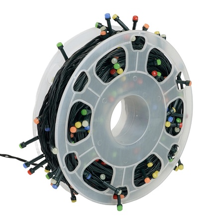 Светодиодная гирлянда на бобине Feron CL98 линейная 50м + 3м 230V мультиколор, c питанием от сети, зеленый шнур - фото