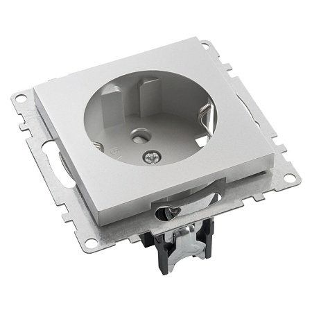 Розетка 1-местная с/з (механизм), STEKKER GLS16-7110-03, 250В, 16А с защитной шторкой, серия Катрин, серебро - фото