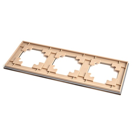 Рамка 3-местная, стекло, STEKKER GFR00-7003-08, серия Катрин, золото - фото