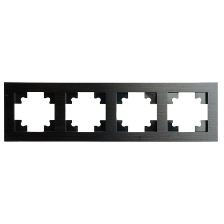 Рамка 4-местная, металл, STEKKER MFR00-7004-05, серия Катрин, черный - фото