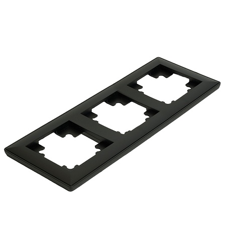 Рамка STEKKER, PFR00-7003-05 3-местная, пластик, серия Катрин, черный - фото