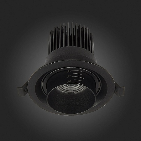 Св-к встр. Zoom Черный LED 1*12W 4000K 960Lm Ra90 15°-60° IP20 D115xH95 170-240V ST701.448.12 - фото