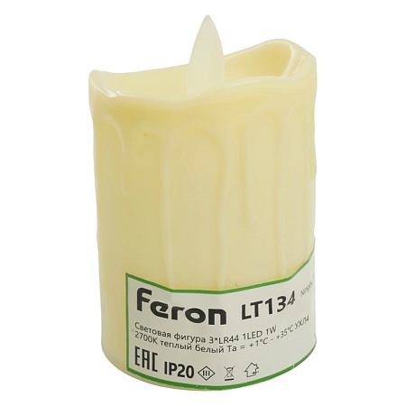 Световая фигура Свеча "Пламя"1LED (батарейки в компл), 7,5см, белый, LT134 - фото