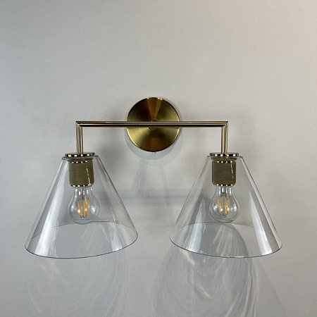 Бра Rh Utilitaire Funnel Shade Double Sconce Brass Imperiumloft 123267-22 - фото