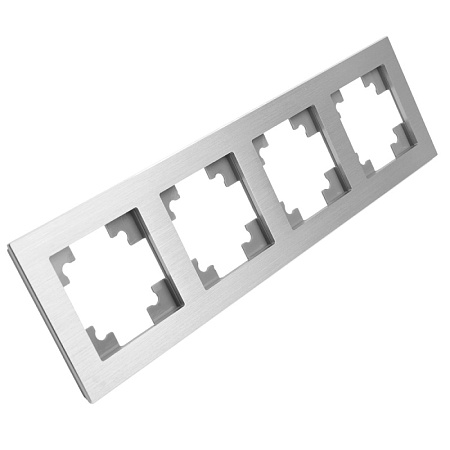 Рамка 4-местная, металл, STEKKER, MFR00-7004-03, серия Катрин, серебро - фото