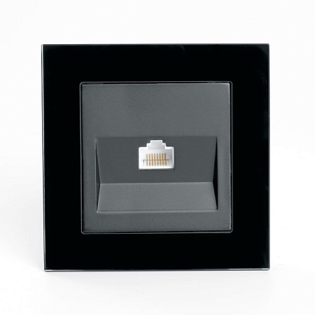 Розетка компьютерная 1-местная RJ-45,STEKKER, GLS00-7007-05, серия Катрин, черный - фото