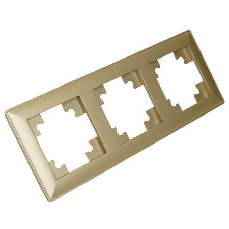 Рамка STEKKER, PFR00-7003-08 3-местная, пластик, серия Катрин, золото - фото